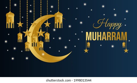 Happy Muharram Islamic new Hijri year background vector illustration