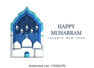 Happy Muharram Islamic New Year Illustration Template Design. Vector Eps 10