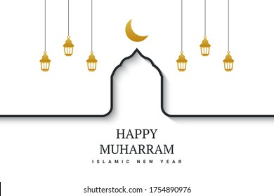 Happy Muharram Islamic New Year Illustration Template Design. Vector Eps 10 svg