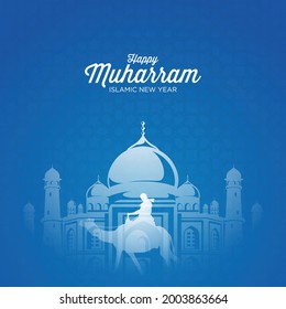 happy muharram islamic new year festival background. good for banner, background, greeting card, wallpaper, template, flyer, post