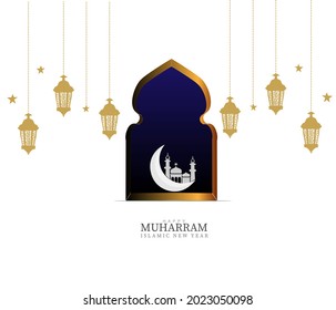 Happy Muharram Islamic New Year Illustration Template Design.