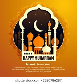 happy muharram islamic new year greeting for social media post design template