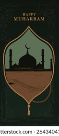 Happy Muharram: Islamic New Year Illustrations with Mosques and Symbols
