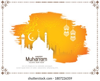 Happy Muharram Islamic religious festival greeting background design