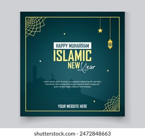Happy Muharram Islamic social media post design happy Islamic New Year festival