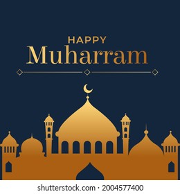 Happy Muharram means Happy Islamic New Year. Greeting post. Greeting card. Social media post