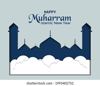 Happy Muharram Mosque Cloud Paper
