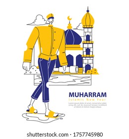 Happy Muharram Muslim Man Seeking For Hilal