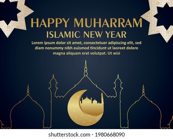 Happy muharram vector illustration and background