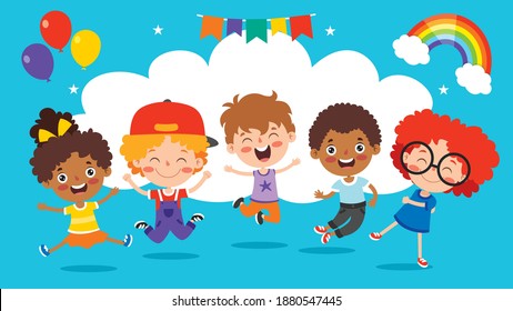 Happy Multi Ethnic Kids Playing Together