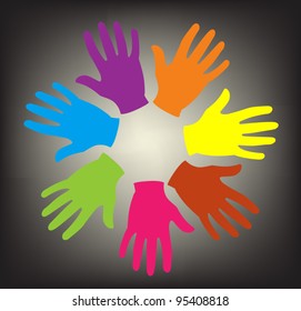 Happy multicultural ready to help hands - vector