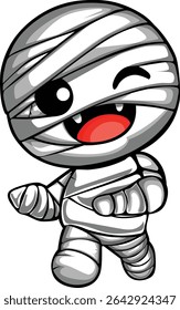 happy mummy bandage costume cartoon