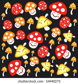 Happy mushroom background