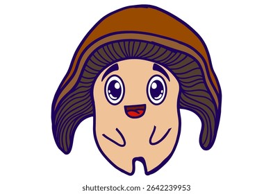 A Happy Mushroom Cartoon Stickers