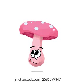 happy mushroom mascot illustration for design. cute and playful concept.  wild, food, nature, forest, edible, and fungi themes