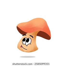 happy mushroom mascot illustration for design. cute and playful concept.  wild, food, nature, forest, edible, and fungi themes