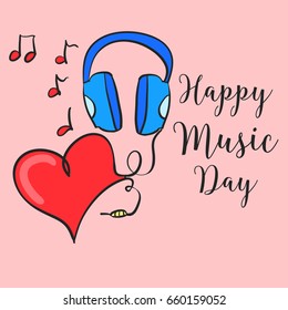 Happy music day card style vector illustration