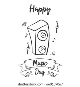 Happy music day doodle card vector art