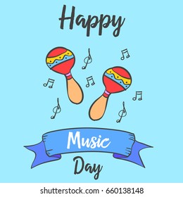 Happy music day doodle vector art collection stock