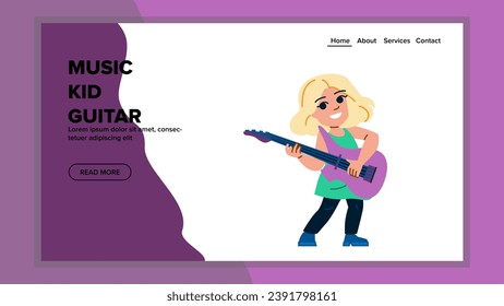 happy music kid guitar vector. instrument boy, girl cute, al play happy music kid guitar web flat cartoon illustration