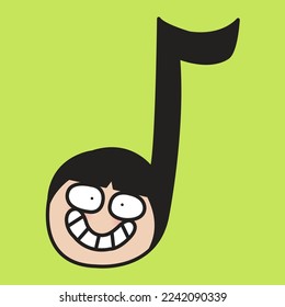 Happy Music Note with of Head Girl Concept card Character illustration