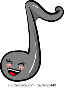 Happy music note, illustration, vector on white background.