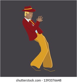 Happy musician hand drawing illustration. Illustration  greeting card, poster design element. Vector
