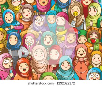 620 Gambar Kartun Muslimah Happy Terbaik