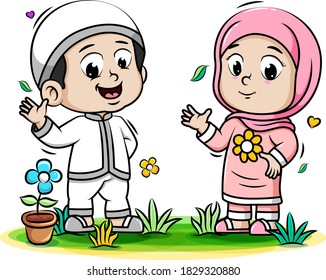 Happy Muslim Kids playing in the park
