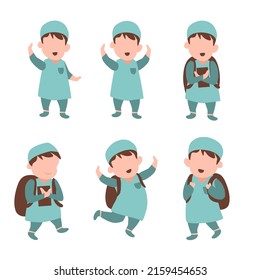 Happy Muslim little kid set collection