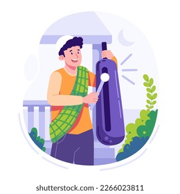 Happy muslim in ramadan flat illustration