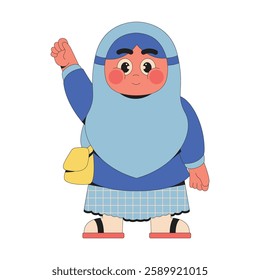 Happy Muslim Say Hay Cartoon Illustration