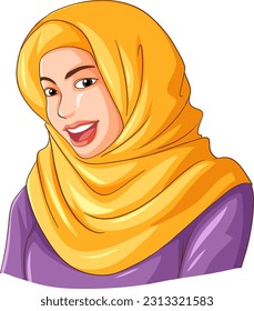 Happy muslim woman wearing hijab illustration