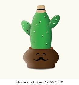 Happy mustache cactus. happy cactus vector. mustache cactus vector. EPS10