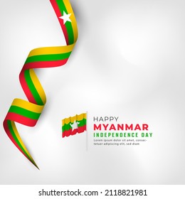 Happy Myanmar Independence Day January 4th Celebration Vector Design Illustration. Template for Poster, Banner, Advertising, Greeting Card or Print Design Element