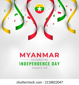 Happy Myanmar Independence Day January 4th Celebration Vector Design Illustration. Template for Poster, Banner, Advertising, Greeting Card or Print Design Element