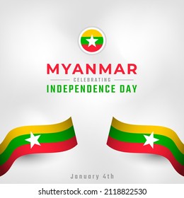 Happy Myanmar Independence Day January 4th Celebration Vector Design Illustration. Template for Poster, Banner, Advertising, Greeting Card or Print Design Element