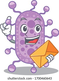 Happy mycobacterium mascot design concept with brown envelope