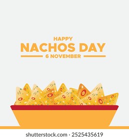 Feliz Dia de Nachos, 6 de novembro Dia de Nachos, modelo de mídia social, post, design de banner, design de conceito de Dia de Nachos.