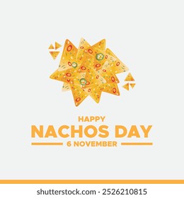 Feliz Dia de Nachos, 6 de novembro Dia de Nachos, modelo de mídia social, post, design de banner, design de conceito de Dia de Nachos.