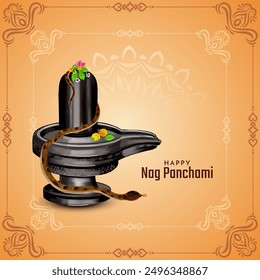 Happy Nag Panchami elegant religious indian festival card vector