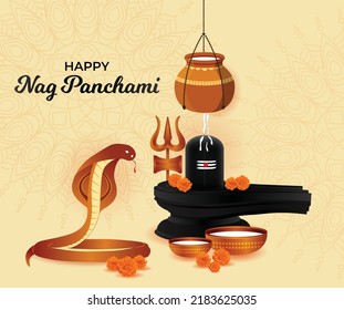 Happy Nag Panchami Greeting Card King Stock Vector (Royalty Free ...