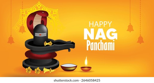 Happy Nag Panchami Indian festival vector poster 