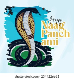 Happy nag panchami social media post template in Hindi calligraphy language, IN Hindi "Nag Panchmi" Means Snake Festival in india