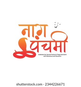 Happy nag panchami social media post template in Hindi calligraphy language, IN Hindi "Nag Panchmi" Means Snake Festival in india