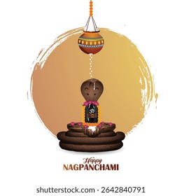 Happy nag panchami vector illustration of cobra and shivling