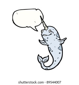 caricatura de narwhal feliz