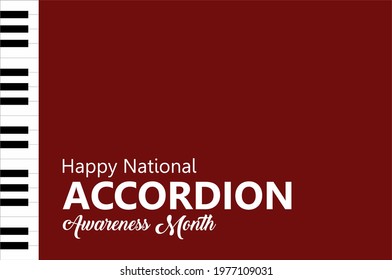 Happy National Accordion Awareness Month, Holiday concept. Template for background, banner, card, poster, t-shirt with text inscription, vector eps 10 svg