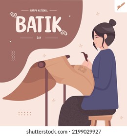 Happy National Batik Day Illustration