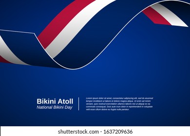 Happy national bikini day of Bikini Atoll. Elegant waving flag banner background. Greeting patriotic nation vector.